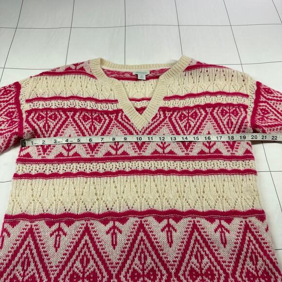 Sundance Sweater Womens XS Pink Brixen Fair Isle Pointelle Wool Blend Bohemian - Picture 6 of 8